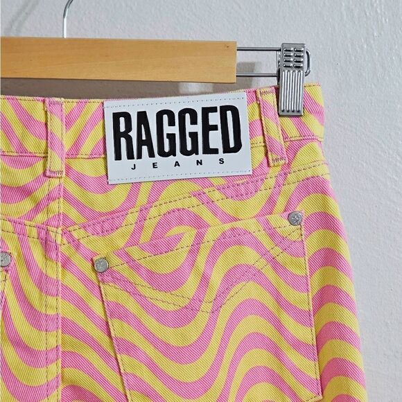 The Ragged Priest Wave Print High Rise Straight Leg Dad Jeans Size 26 NWT - Picture 13 of 15